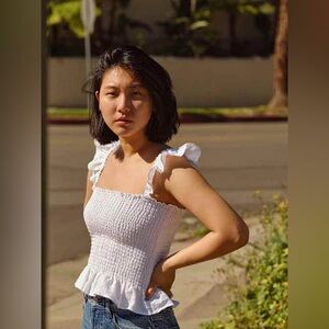 Reformation Junebug White Ruffled Smock Top S New with Tags